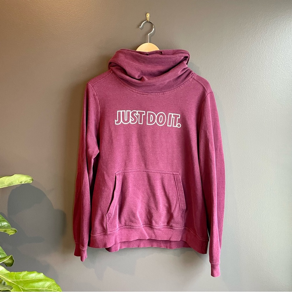 Nike Women Just Do It Cowl Neck Purple Hoodie Womens Size Large